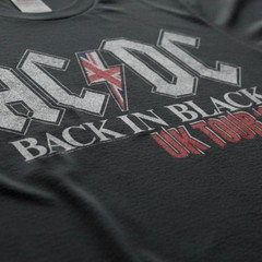 ACDC Back in Black UK Tour 1980 Mens T Shirt Vintage Rock Band Album Music Merch