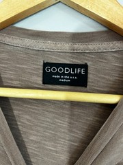 GOODLIFE Mens T-Shirt Brown Curved Hem Modern Casual Crew Comfort Soft Brown M