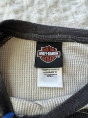 Harley-Davidson Skull Thermal Waffle Knit Raglan Shirt Men’s L Gray Cream Logo