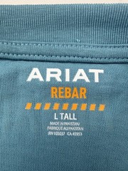 Ariat Shirt Mens LT Blue Rebar Long Sleeve Logo Graphic Tee Workwear Preshrunk
