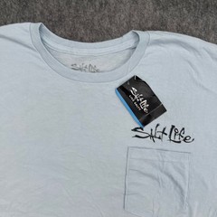 Salt Life Shirt Mens Large Hook Line and Sinker Pocket Blue NEW