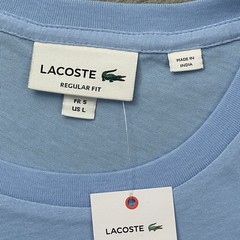 Lacoste T-Shirt Regular Fit Men’s L Solid Light Blue Cotton Logo Crew Neck NWT