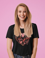 Love Heart Graphic Tee Valentine’s Day Sweet Romantic T-Shirt Women’s S-3XL B23