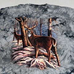 Back To Earth Shirt Mens XL Gray Deer Buck Graphic Long Sleeve Tie Dye Hunting