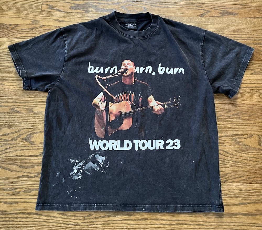 Zach Bryan Shirt Mens XL Washed Black Burn Burn World Tour 2023 Distressed