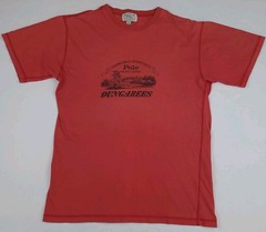 Vintage Polo Ralph Lauren Dungarees Print T Shirt Outdoor Country Sportsman WORN