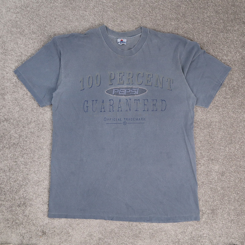 VTG 90s Y2K Pepsi 100% Guaranteed Soda Promo XL Blue Short Sleeve T-Shirt