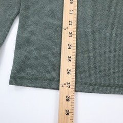 Members Mark Thermal Henley Shirt Mens Large Green Waffle Knit Cotton Casual