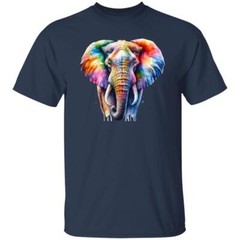 Artistic Elephant Color Splash Unisex T-shirt Black Navy Dark Heather