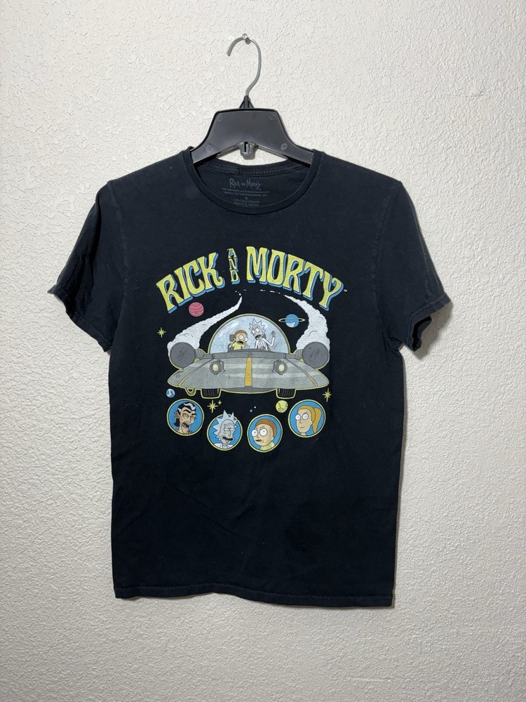 Rick and Morty Graphic T-Shirt Black Cartoon Network Adult Swim Size Small S