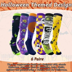 6 Pairs Compression Socks For Women Men Running Nursing Travel Holiday Wear