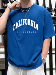Summer men’s 100% pure cotton casual loose fit plus CALIFORNIA printed sports