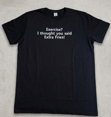 FUNNY GYM AND SPORTS Exercise BLACK T SHIRT EXERCISE?