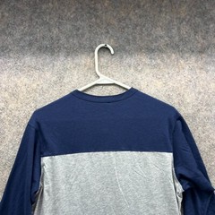 Nike Shirt Men Medium Adult Gray Blue Navy Swoosh Long Sleeve Dri Fit Henley