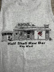 Vintage Eat It Raw Tank Top | 1990s Half Shell Raw Bar Key West Florida Anvil L