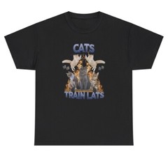 Cats Train Lats Gym T Shirt Funny Silly Back Day Bodybuilder Pump Cover Humor Te