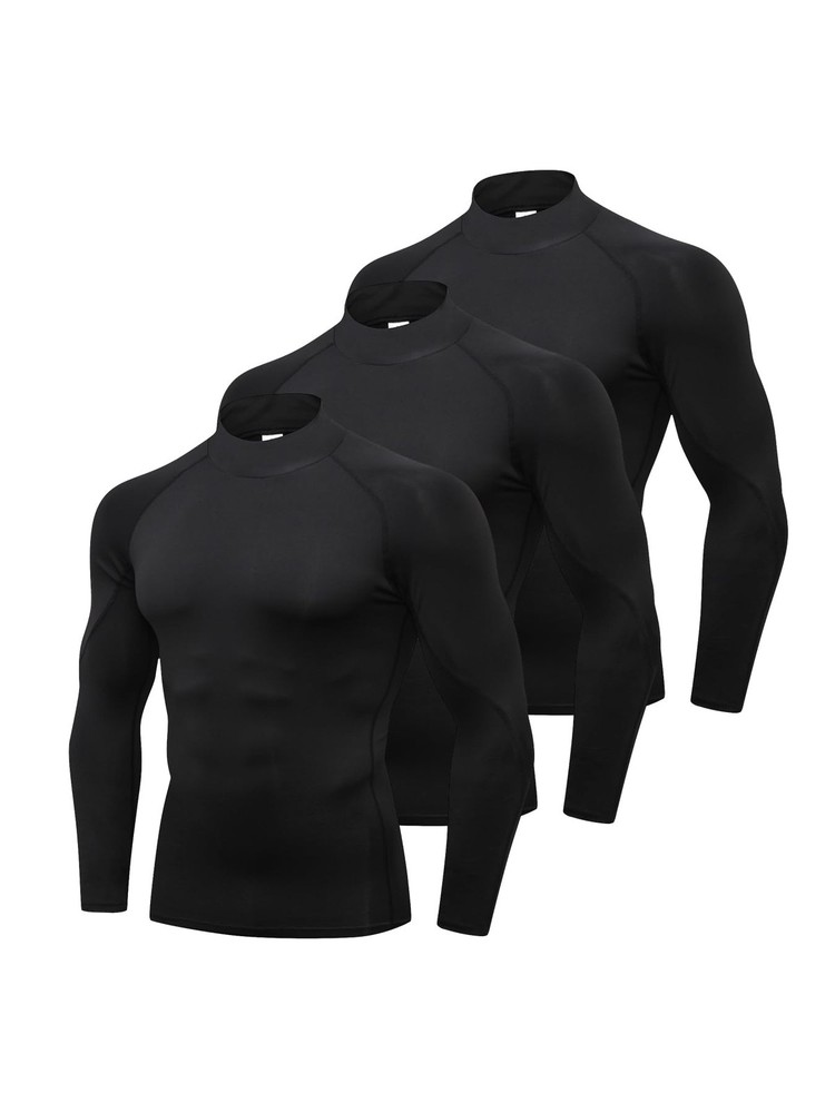 3 Pack Men Compression Shirts Long Sleeve Mock Turtleneck Athletic Baselayer …