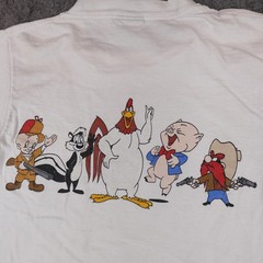 Vintage Looney Tunes Shirt Mens Medium White Double Sided Changes T Made USA 80s
