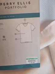 Perry Ellis Portfolio Large 3 Pack Cotton Blend V-Neck T-Shirts White,Gray,Black