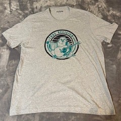 True Religion Mens XL Heather Gray Buddha Guitar Graphic T-Shirt Short Sleeve