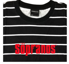 The Sopranos TONY HBO TV Show Men BLACK Striped Embroided T-Shirt XS S M L XL 2X