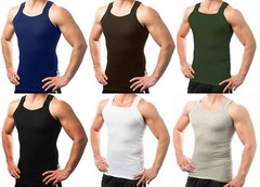 Different Touch 6 Pack Men Square Cut G-unit Style Tank Top A-shirts