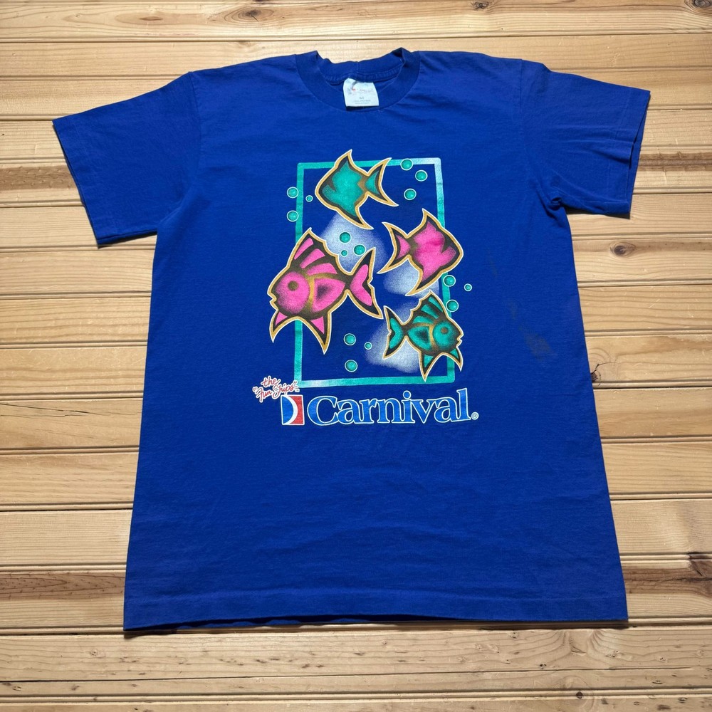 Vintage 90s The Fun Ships Carnival Cruise Fish Single Stitch Shirt Made Medium