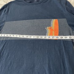 Johnnie O T Shirt Mens L Large Blue Long Sleeve Graphic Crew Neck Surfer Beach
