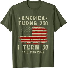 Funny America Turns 250 I Turn 50 1976 50th Birthday T-Shirt