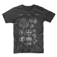 Rubik’s Cube Patent T-Shirt.100% Cotton Tee Comfy on Black White or Gray. NEW