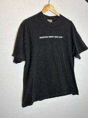 Vintage 90s Palestine Needs Your Love T Shirt Black Hanes Beefy Sz XL