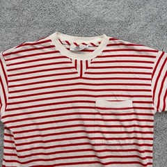 Vintage Willis & Geiger Shirt Mens Large Red White Striped Crew USA Wheres Waldo