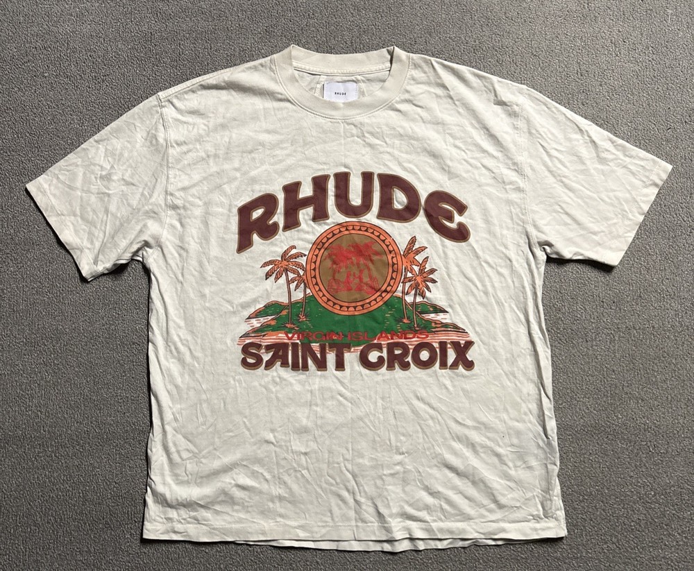 Rhude Saint Croix T Shirt Medium Cream Virgin Islands Tee