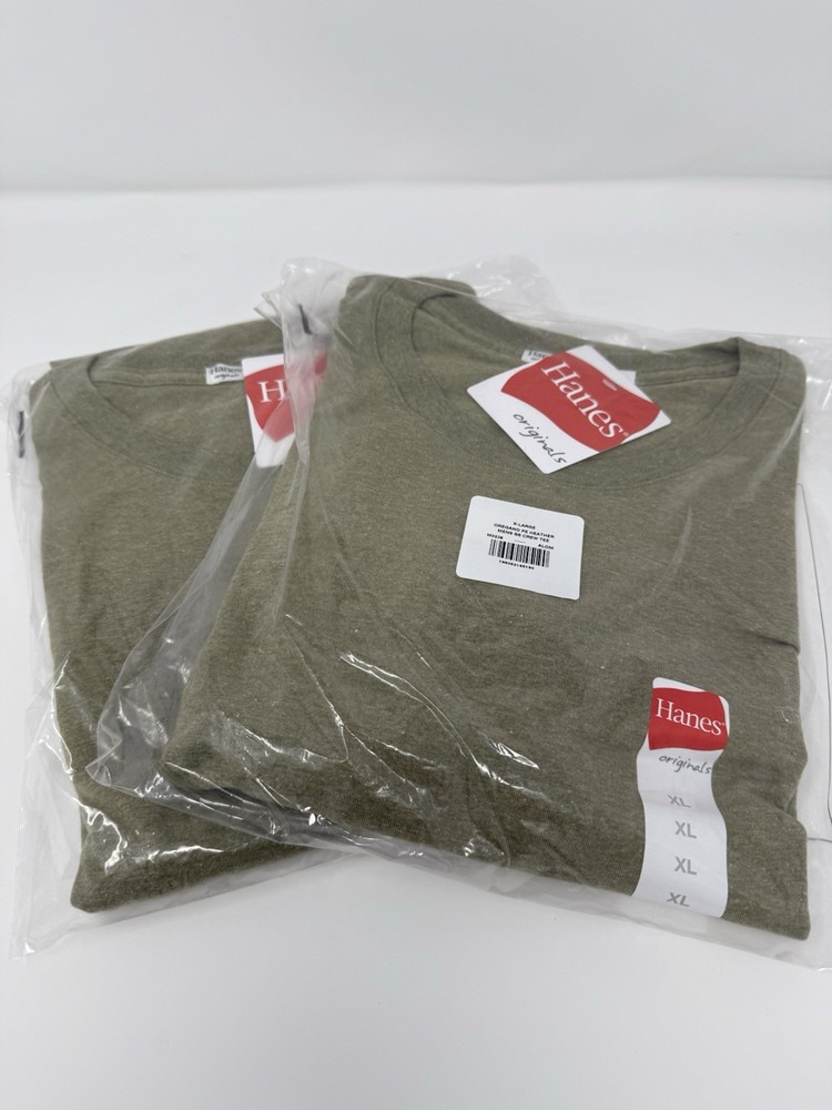 2 Hanes Triblend Lightweight Crew Tees XL Olive Drab Heather
