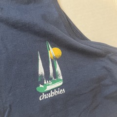 Chubbies Tank Top Shirt Mens Large Navy Blue Center Stripe Cotton Thighs Out