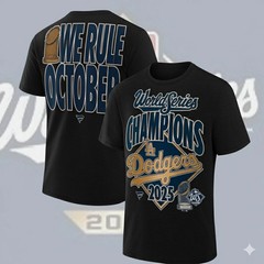 DODGERS CHAMPIONSHIP WORLD SERIES 2025 MEN’S SIZE BLACK T SHIRTS100% SILK SCREEN