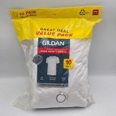Gildan Mens Crew Neck T-Shirts 10 Pack White Small Tag Free Cotton New