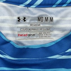 Under Armour Shirt Hoodie Mens Medium HeatGear ColdGear Blue Striped Lot of 2