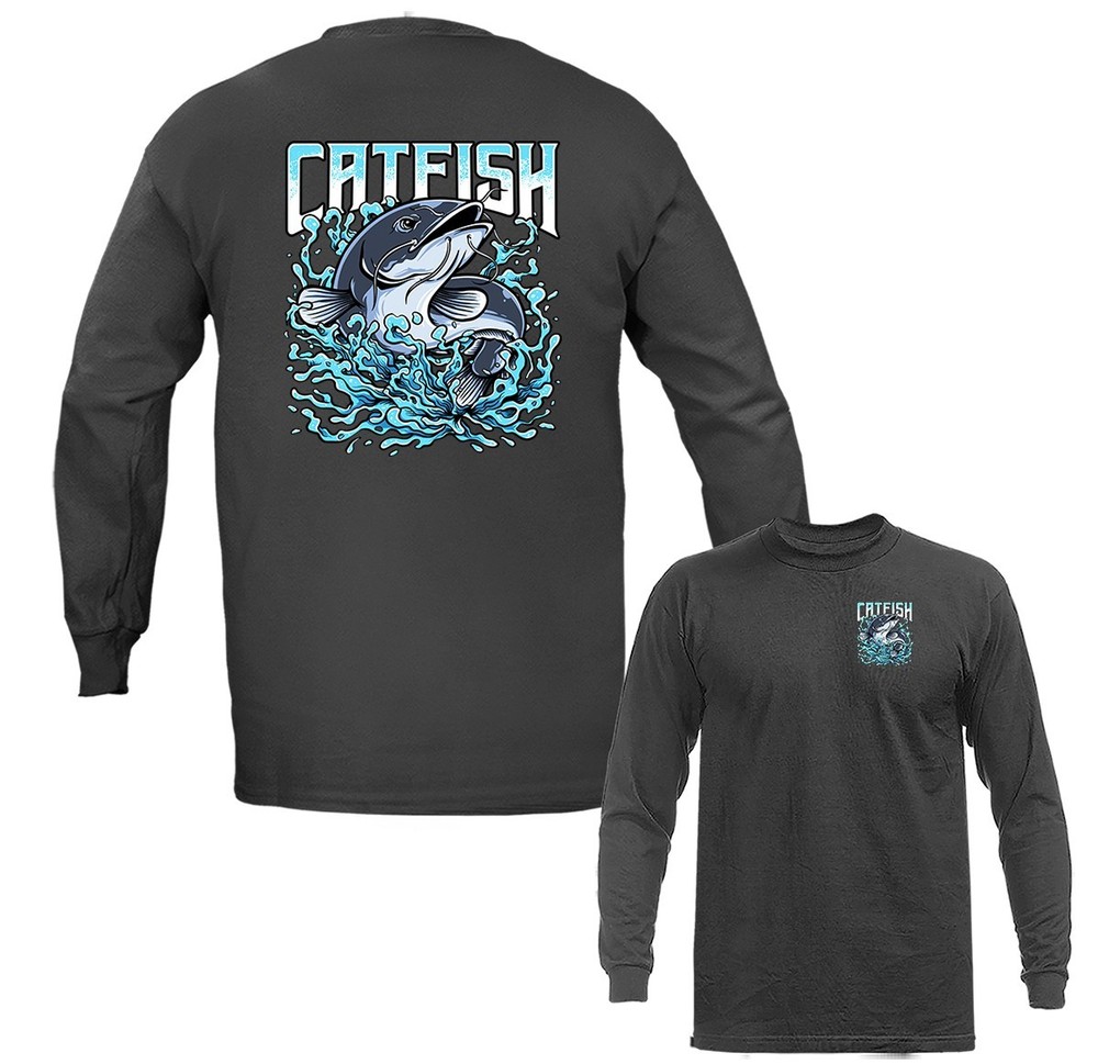 Catfish Clash Splash of Power Outdoor Sports Fishing Long Sleeve T-Shirts