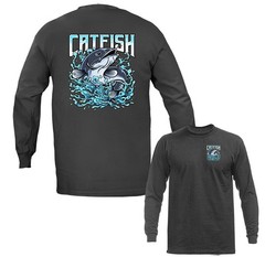 Catfish Clash Splash of Power Outdoor Sports Fishing Long Sleeve T-Shirts