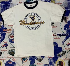 Vintage West Virginia Mountaineers University Logo Ringer T Shirt Size Large