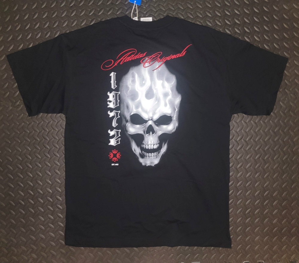 RARE! NEW MENS ADIDAS ORIGINALS SKULL GRAPHIC TREFOIL SHIRT ~SIZE XL #KR8877