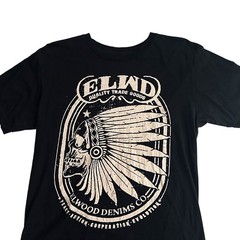 Elwood Denim Skull Headdress Graphic Tee Black Streetwear Skate Shirt Mens M