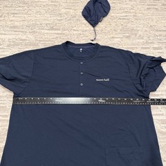 Montbell Wickron Travel Knit Shirt Men’s Medium Crew Navy Pocket Pouch