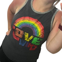 Well Worn (XS) Love Wins Rainbow Pride Contrasting Trim Tank Top