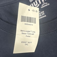 Duluth Trading Co Shirt Mens 3XL Navy Relaxed Longtail T Long Sleeve Pocket NEW
