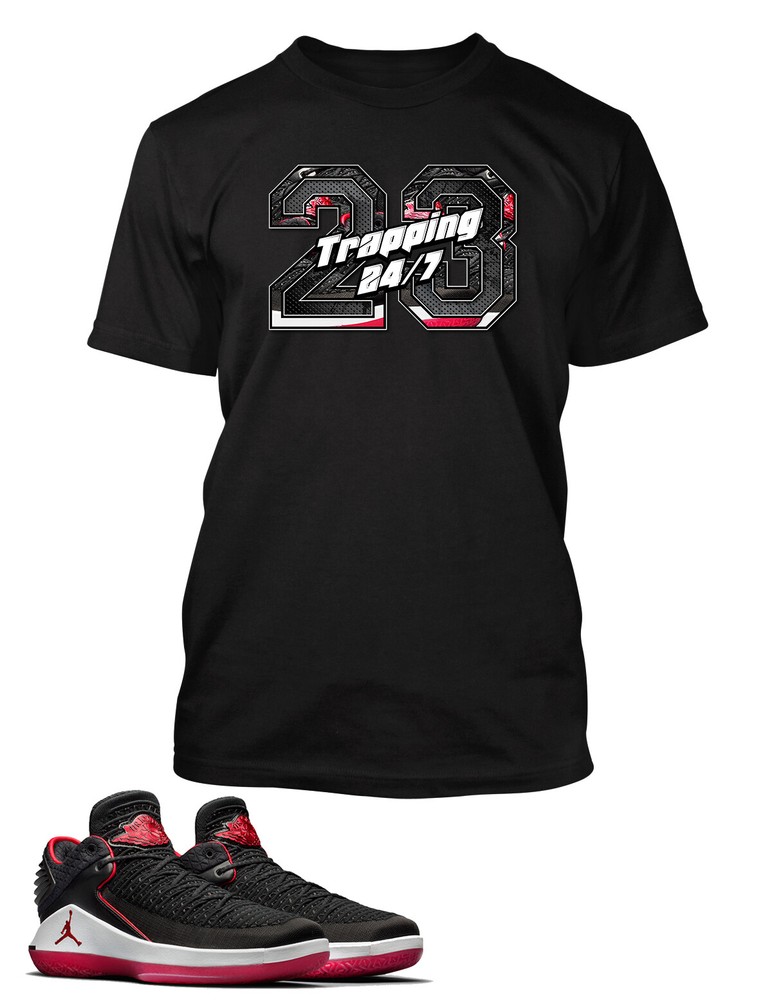 Men’s Sneaker Tee Shirt To Match J32 Low Bred Shoe Trapping 24/7 Tee