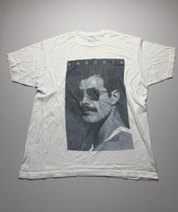 Freddie Mercury Shirt Mens XL White Portrait Photo Graphic Tee Rock Band Music