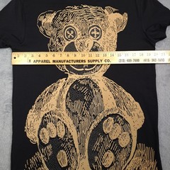 Heads Or Tails T-Shirt Size M Black Rhinestone Teddy Bear Goth Grunge Bling