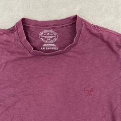 American Eagle Outfitters T Shirt Mens Large Burgundy Athletic Fit Short Sleeve